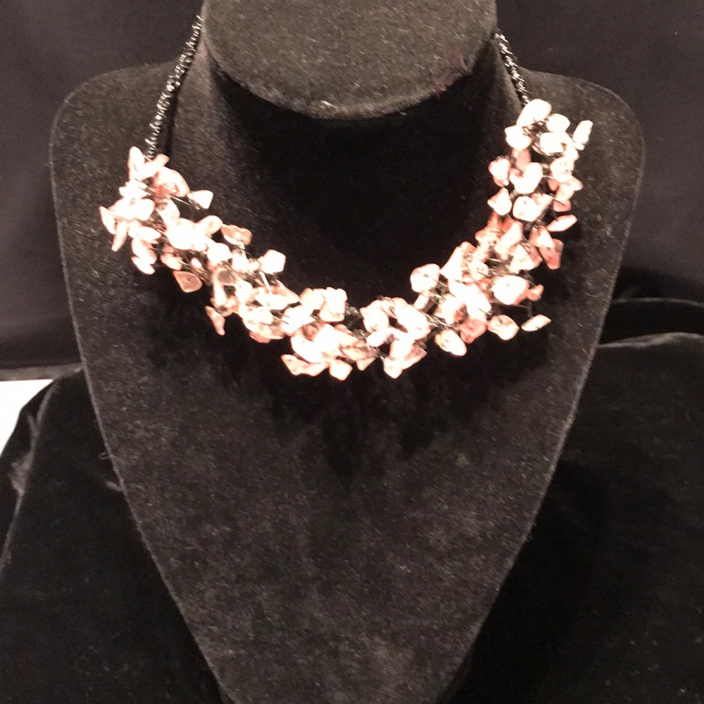 Artisan created choker. Wire and chunks of stone.